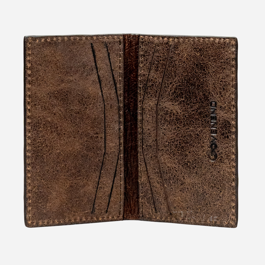 Tarjetero Vertical "Huracán" Ostrich Brown
