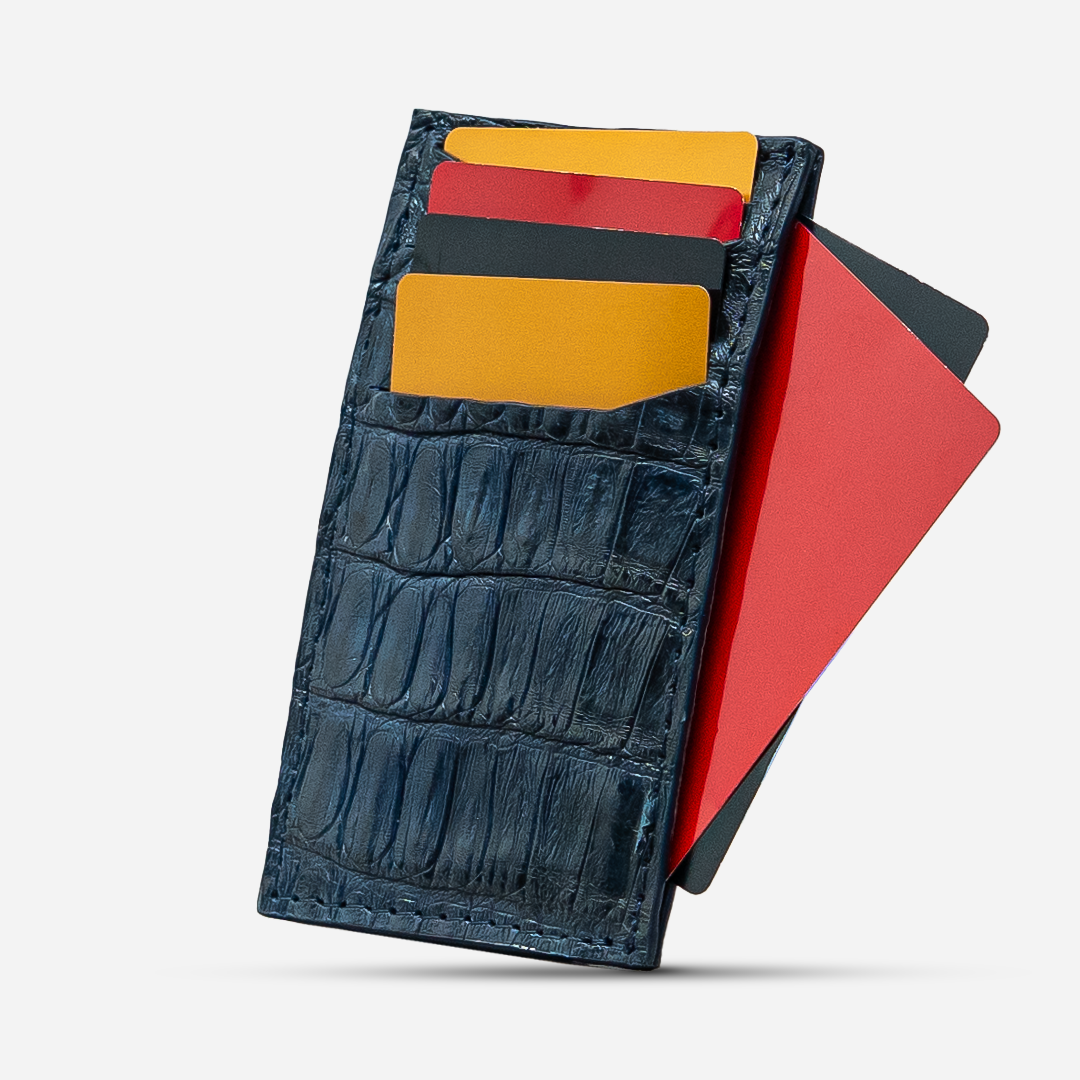 Tarjetero Vertical "The Fang" Billionaire Croc Navy Blue