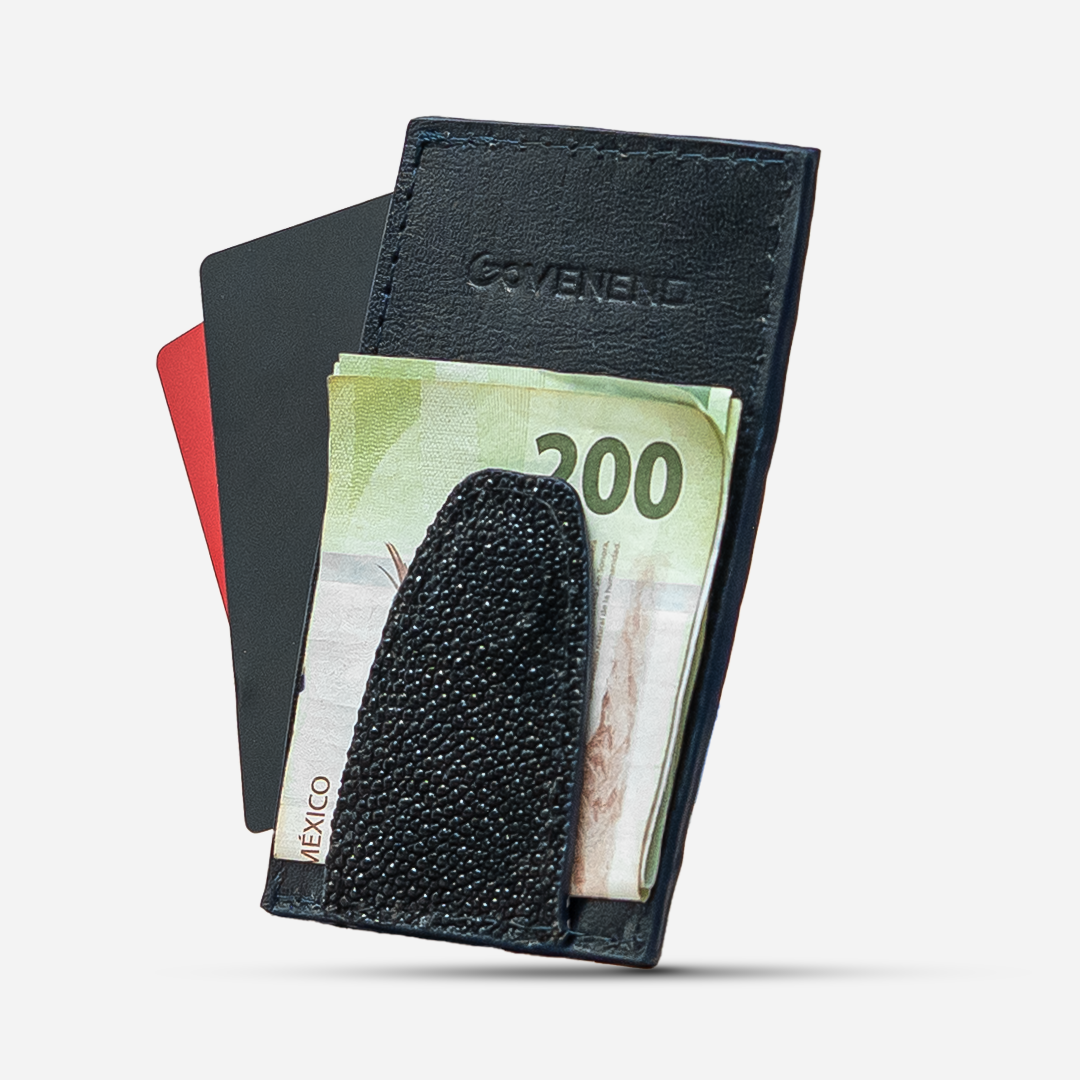 Tarjetero Vertical "The Fang" Billionaire Croc Navy Blue