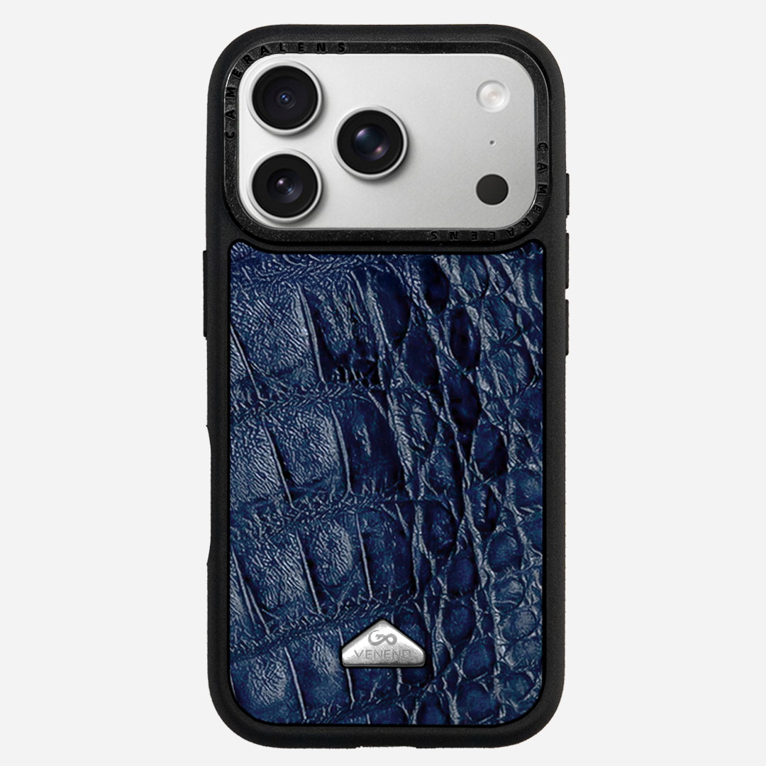 Funda iPhone 17 Pro Billionaire Croc Navy Blue