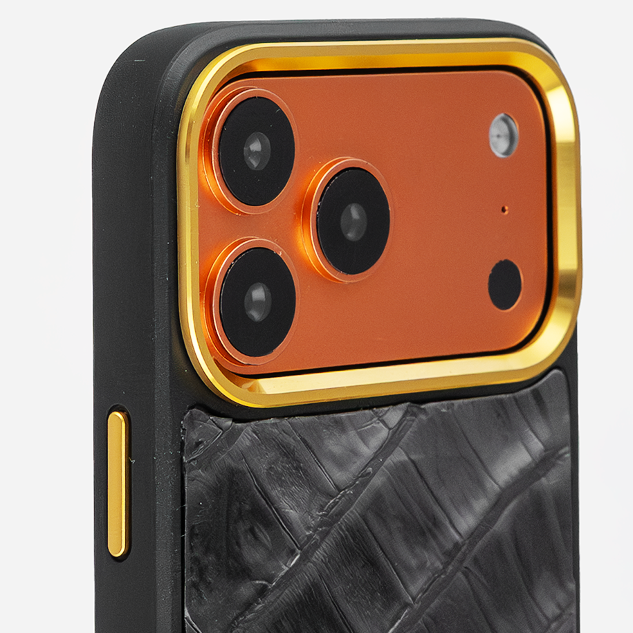 Funda iPhone 17 Pro Max Billionaire Croc Orange Sunset