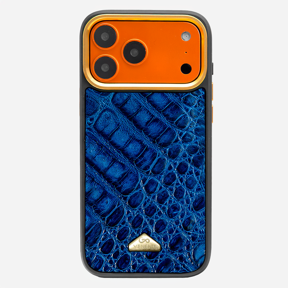 Funda iPhone 17 Pro Max Billionaire Croc Royal Blue