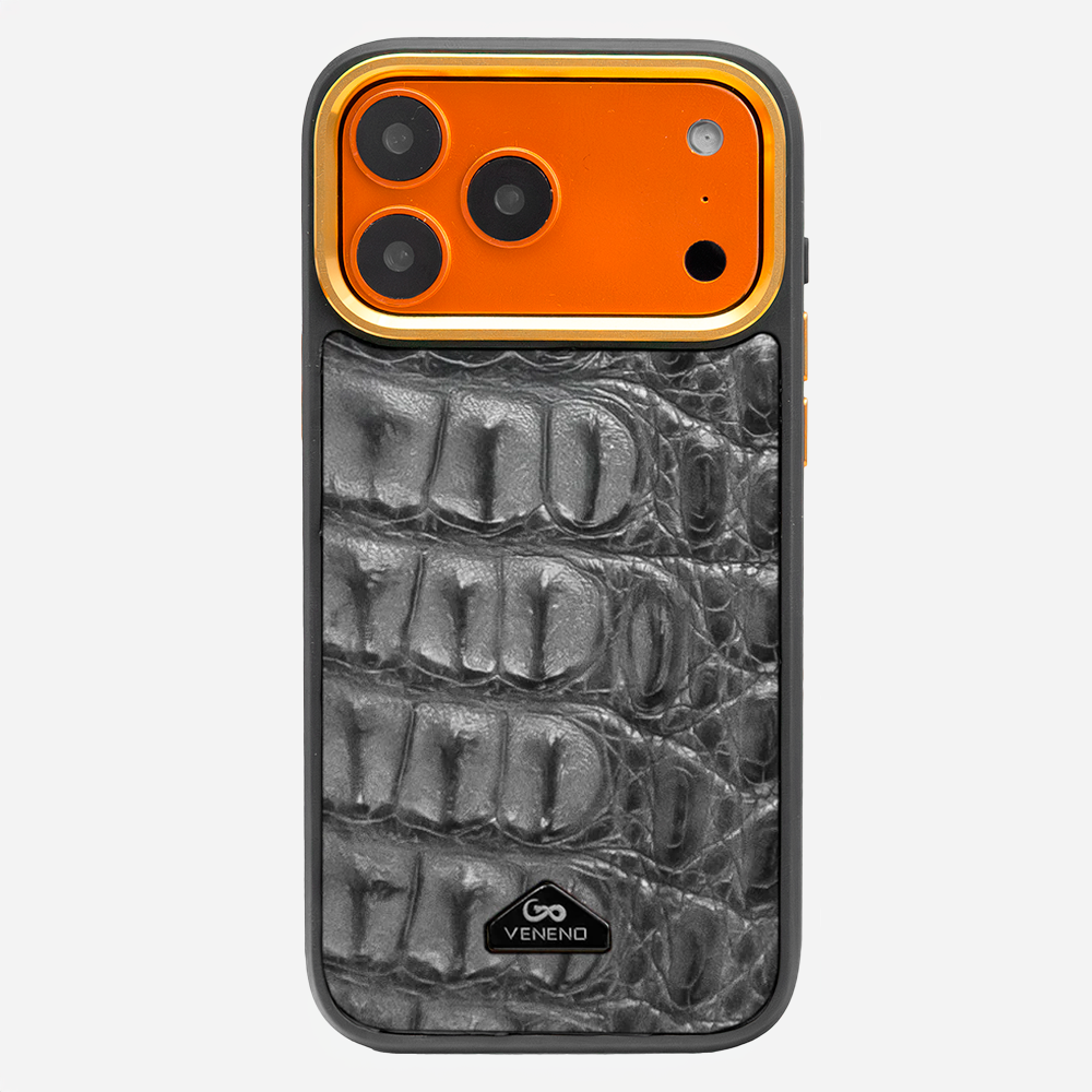 Funda iPhone 17 Pro Max Billionaire Croc Gray