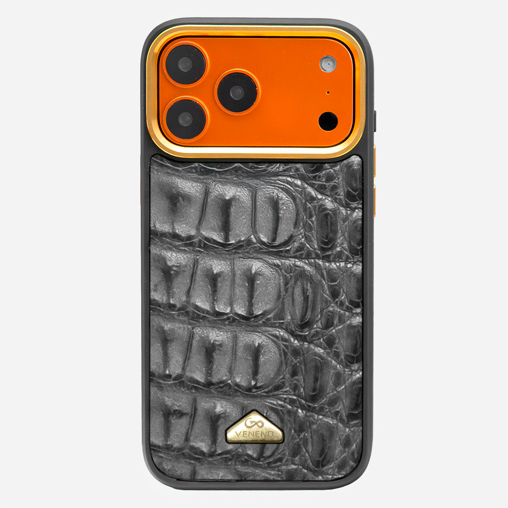 Funda iPhone 17 Pro Max Billionaire Croc Gray