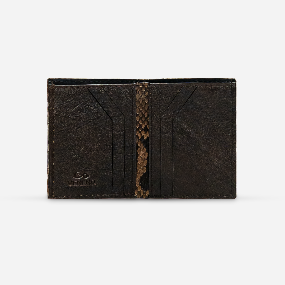 Cartera Compacta "The TIE" Python Taupe