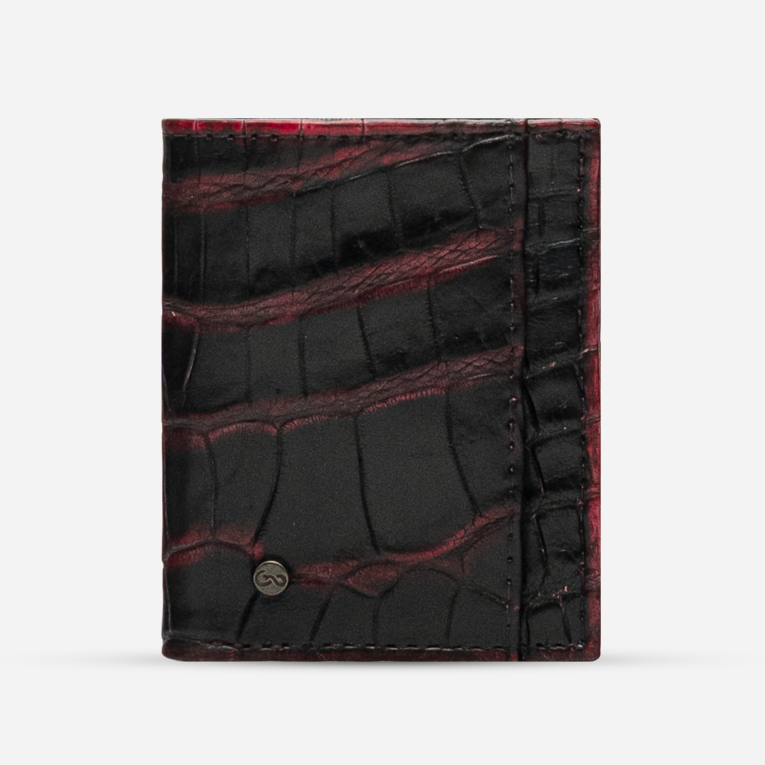 Cartera Compacta "The TIE" Billionaire Croc Black Cherry