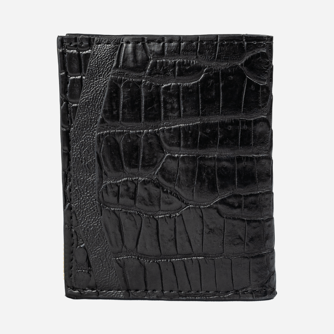 Veneno Leather Goods Cartera Compacta "The TIE" Billionaire Croc Black