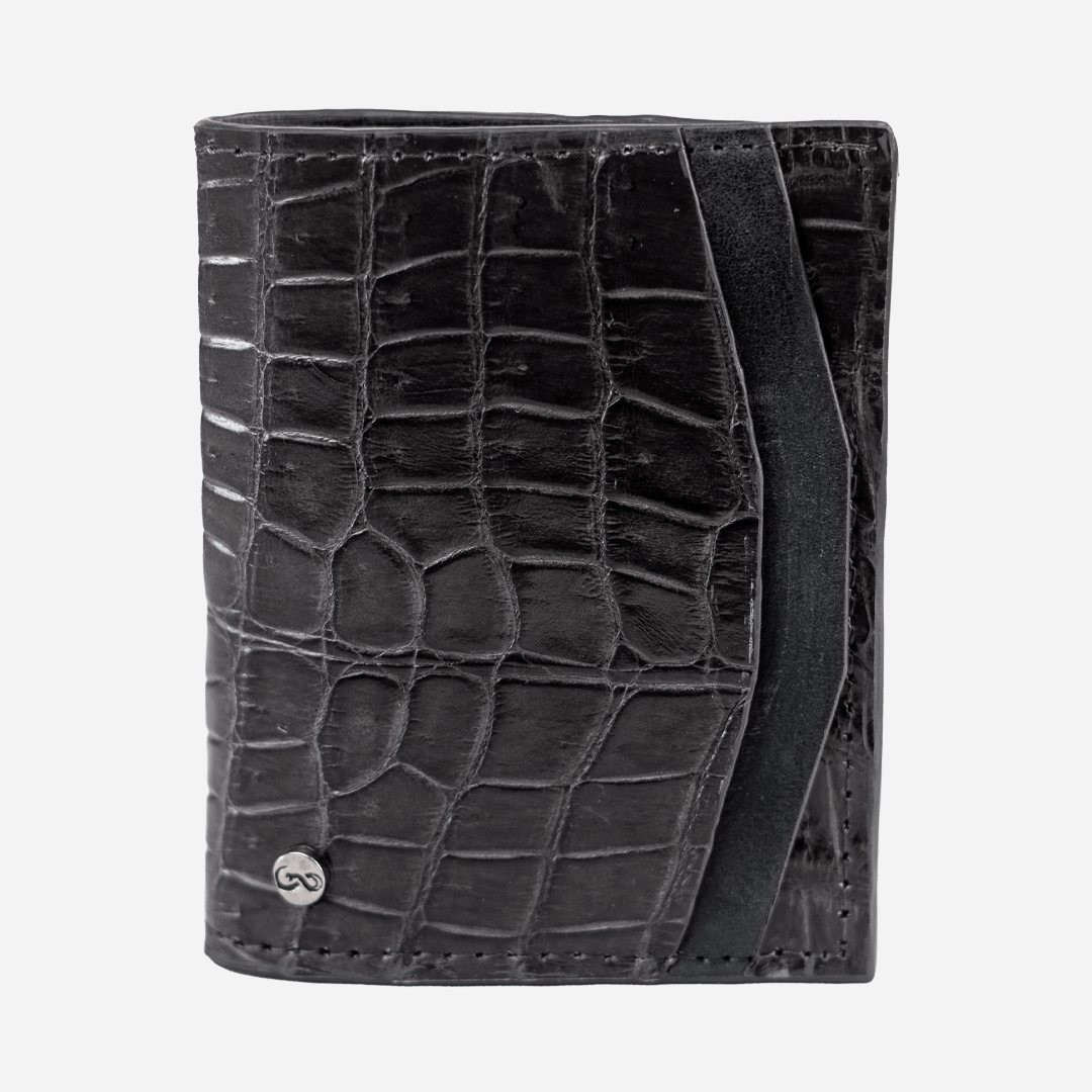 Veneno Leather Goods Cartera Compacta "The TIE" Billionaire Croc Grey