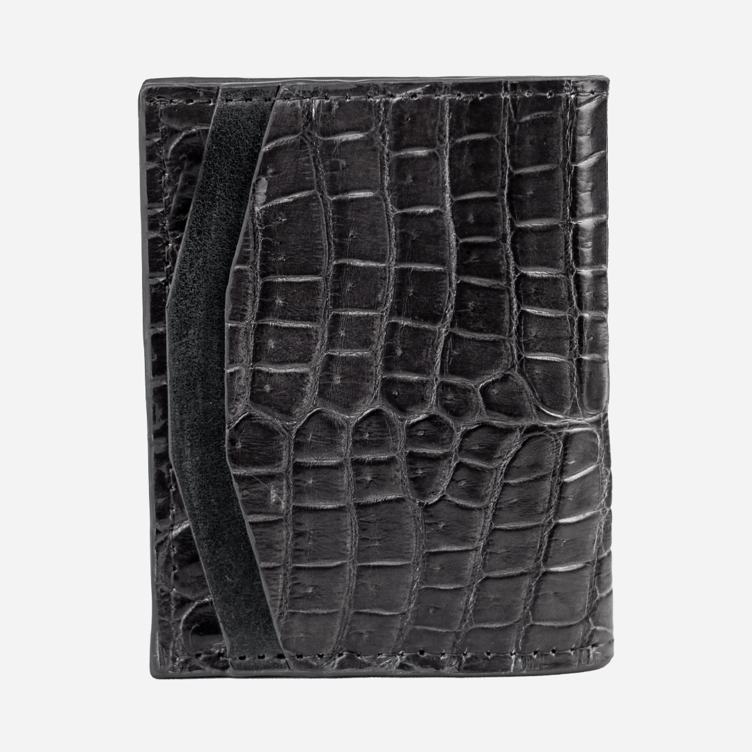 Veneno Leather Goods Cartera Compacta "The TIE" Billionaire Croc Grey