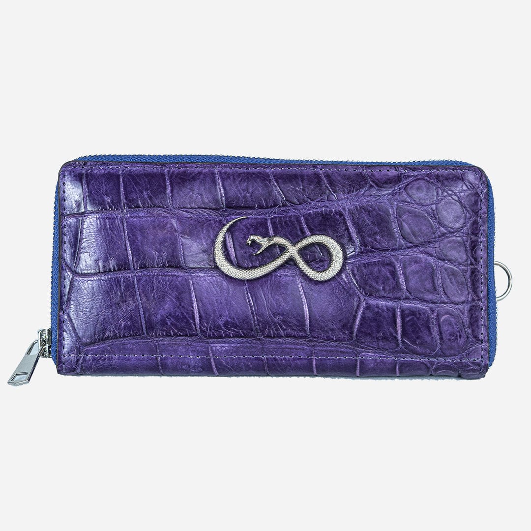 Veneno Leather Goods Cartera Larga "The Glam" Billionaire Croc Purple