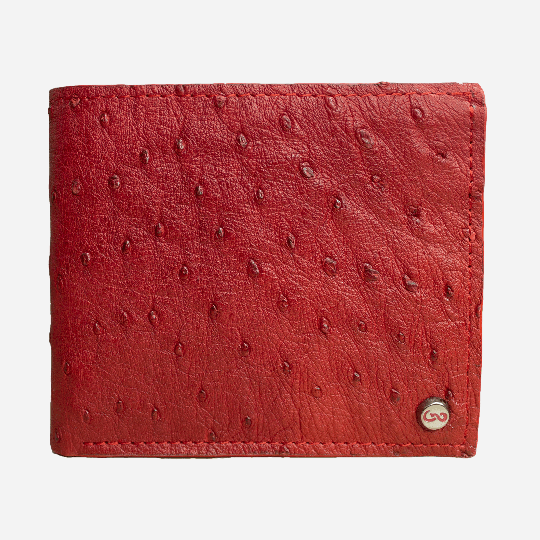 Veneno Leather Goods Cartera "The Grid" Ostrich Red