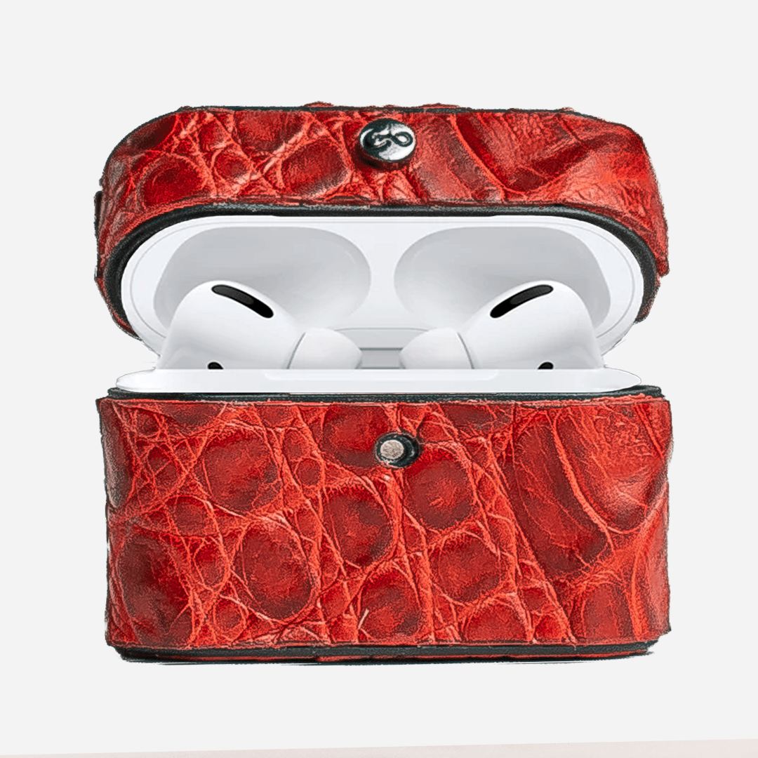 Veneno Leather Goods Funda “Airpods PRO” Billionaire Croc Red