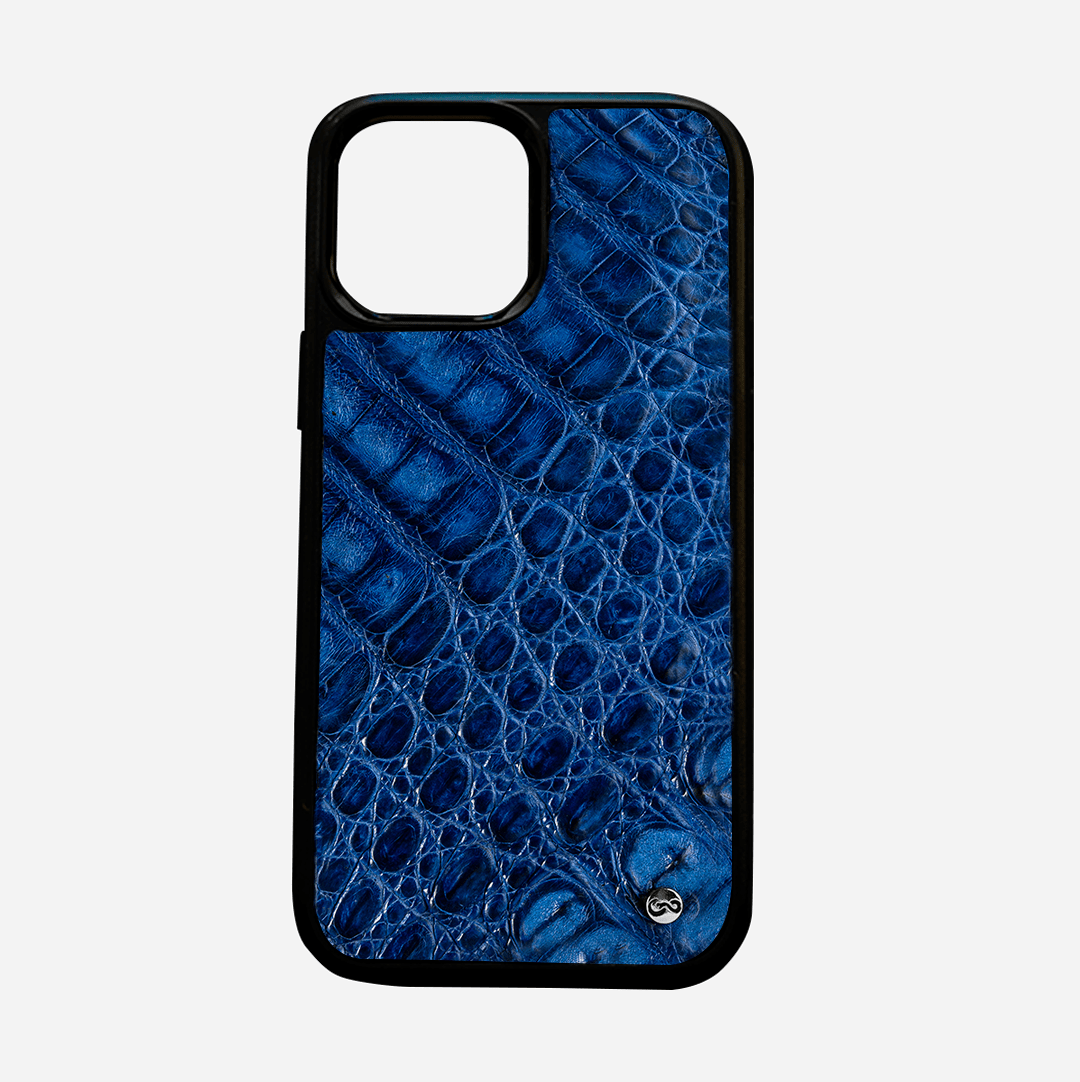Veneno Leather Goods Funda iPhone 12/12Pro Billionaire Croc Royal Blue