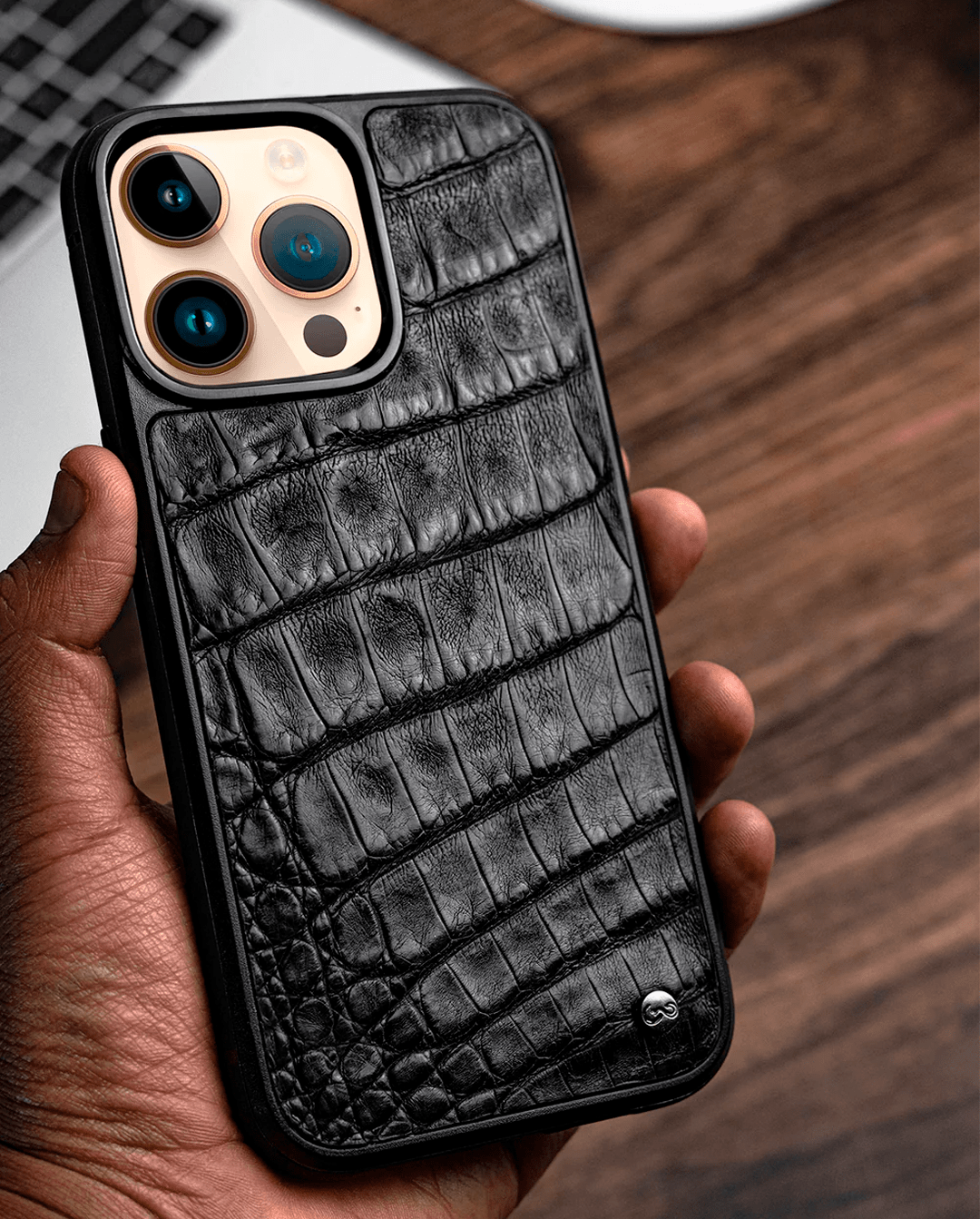 Veneno Leather Goods Funda iPhone 14 Pro Max Billionaire Croc Black