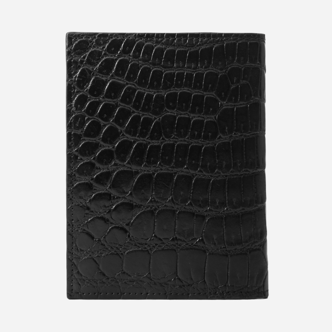 Veneno Leather Goods Funda Pasaporte "Il commendatore" Billionaire Croc Black Swamp