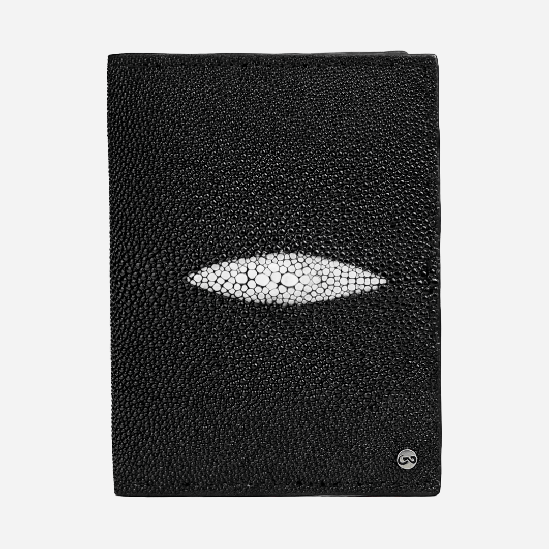 Veneno Leather Goods Negro Funda Pasaporte "Il commendatore" Stingray Black