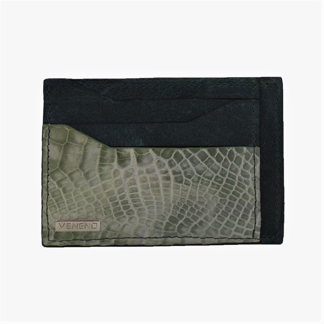 Veneno Leather Goods Tarjetero Horizontal "Turbo" Billionaire Croc Green glass