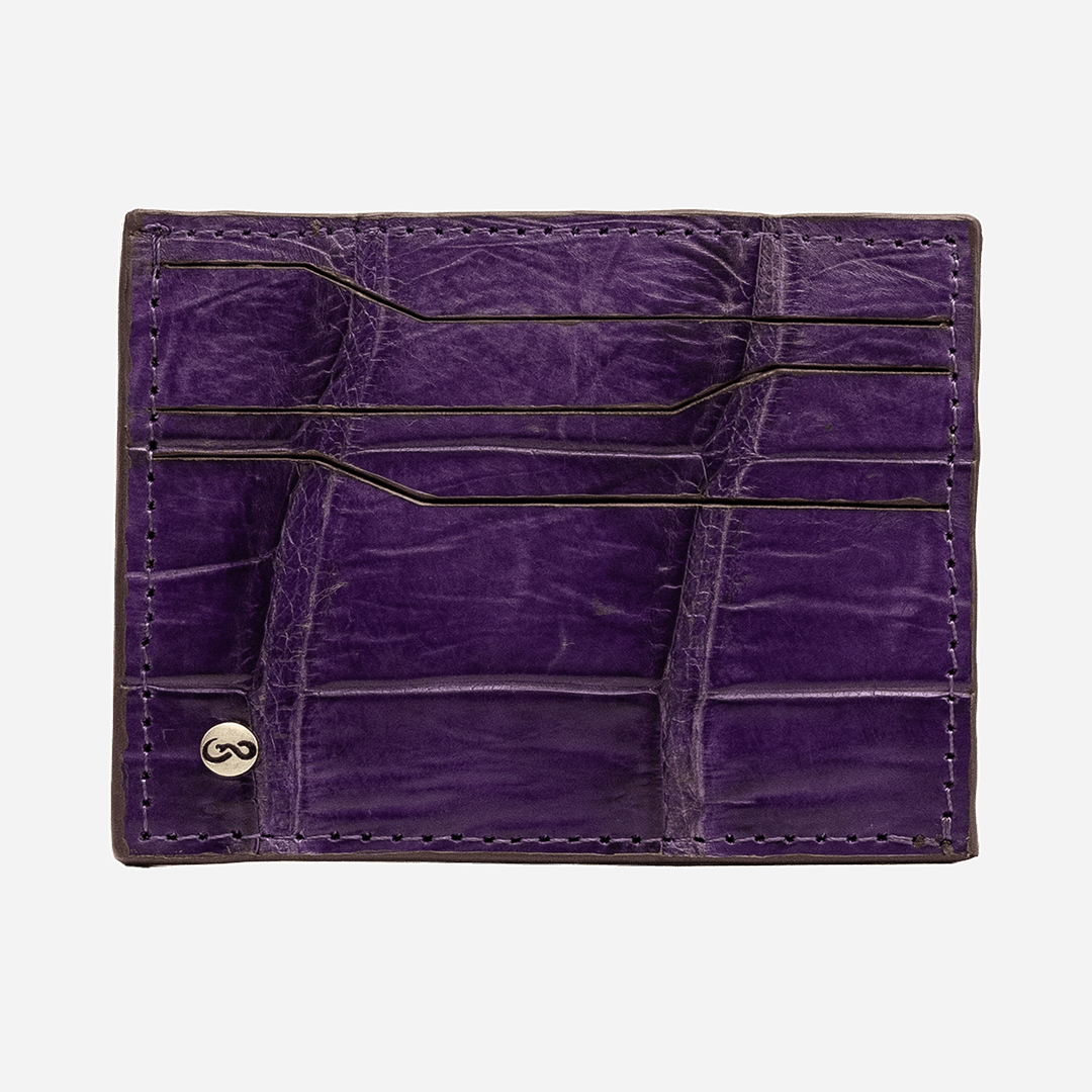 Veneno Leather Goods Tarjetero Horizontal "Turbo" Billionaire Croc Purple