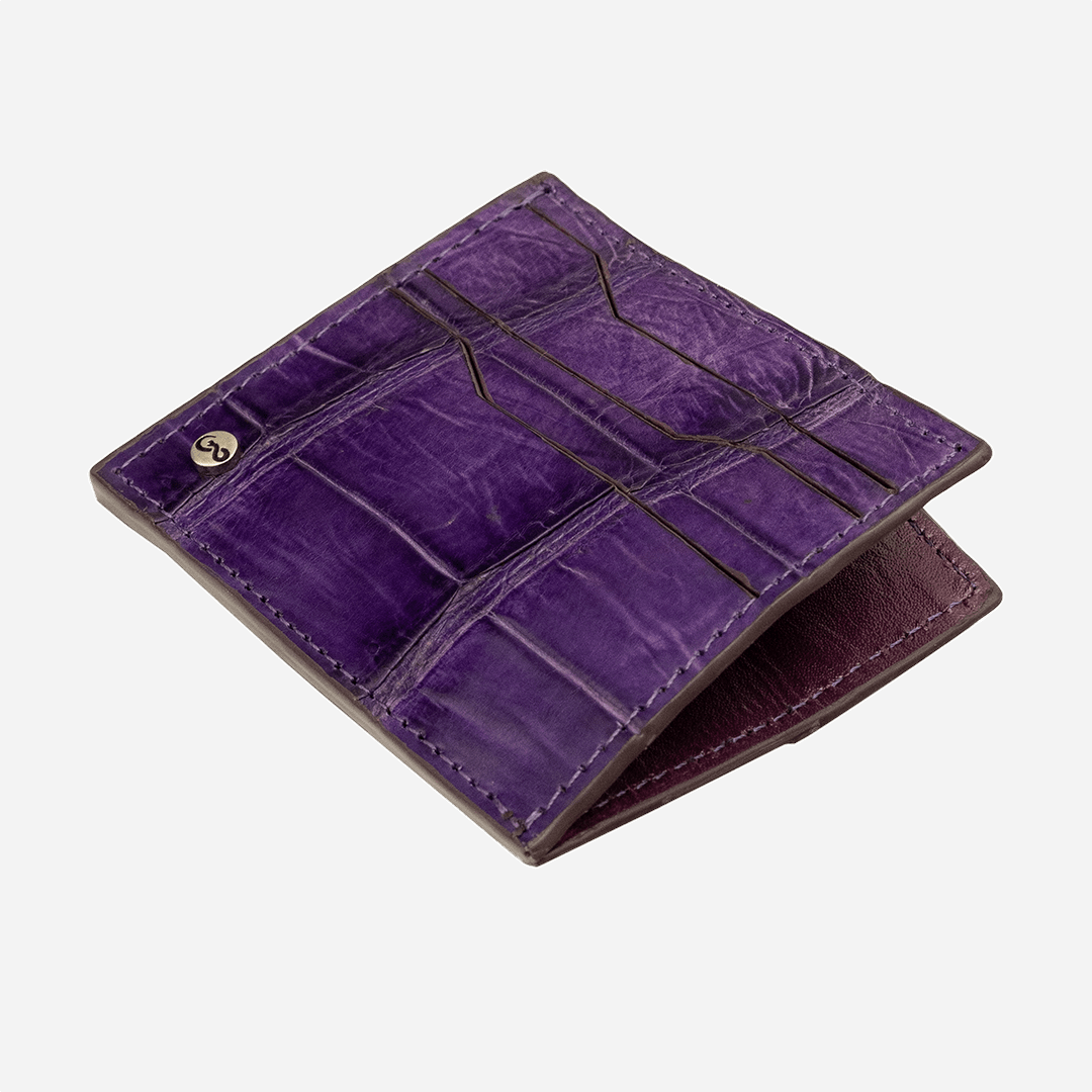Veneno Leather Goods Tarjetero Horizontal "Turbo" Billionaire Croc Purple