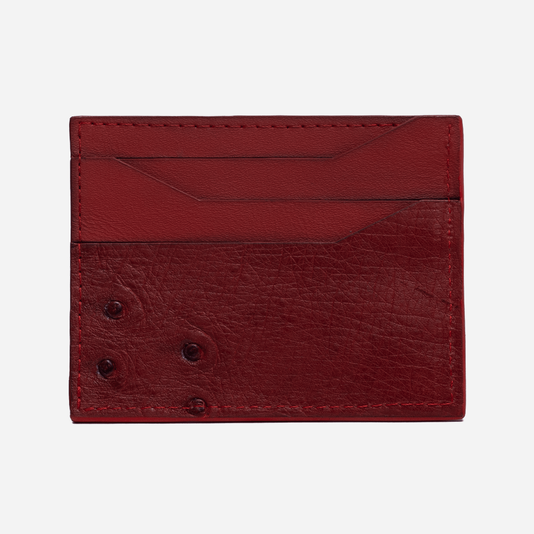 Veneno Leather Goods Tarjetero Horizontal "Turbo" Ostrich Red