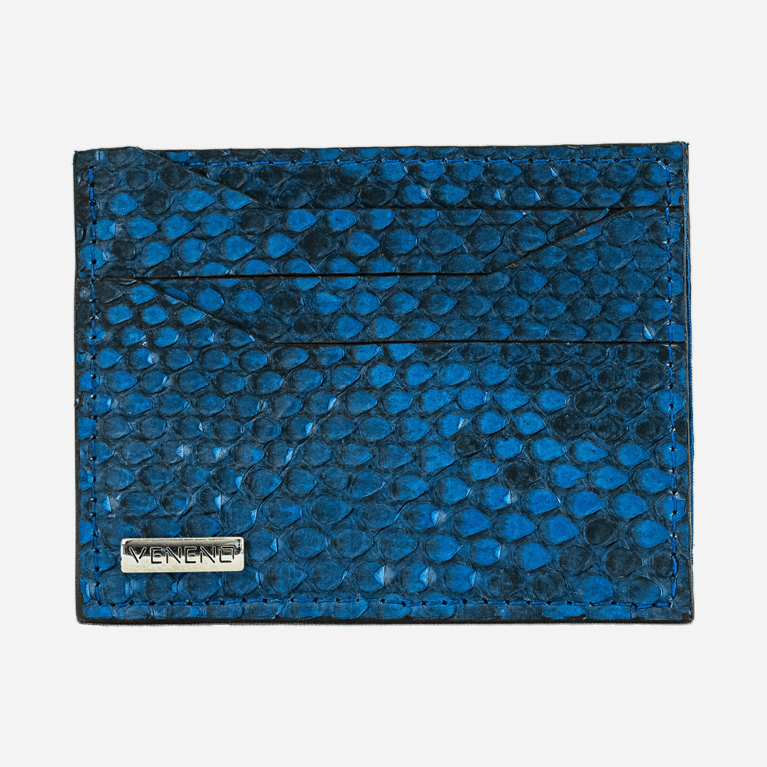 Veneno Leather Goods Tarjetero Horizontal "Turbo" Python Blue