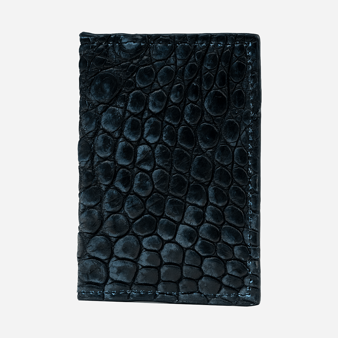 Veneno Leather Goods Tarjetero Vertical "Huracán" Billionaire Croc Denim Blue
