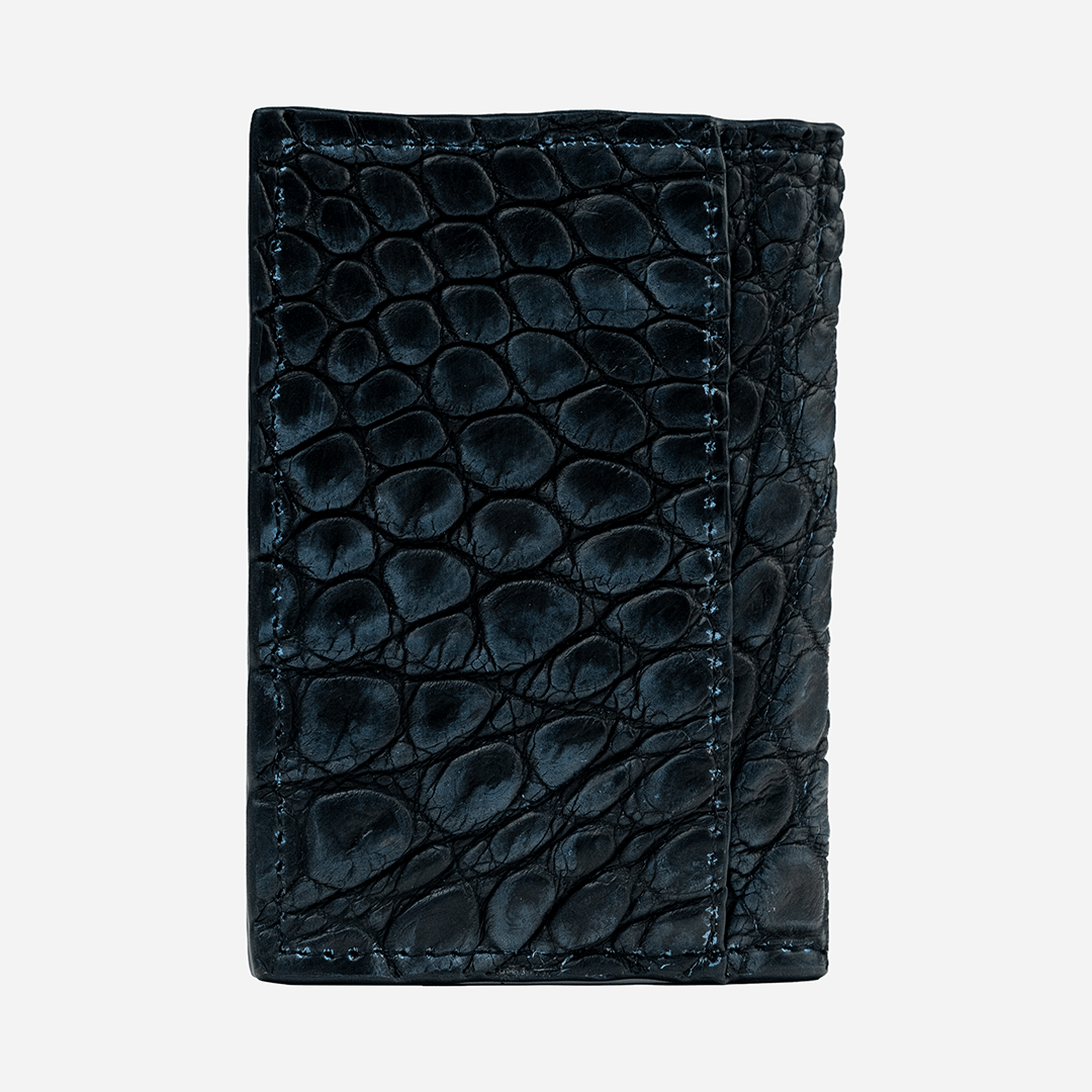 Veneno Leather Goods Tarjetero Vertical "Huracán" Billionaire Croc Denim Blue
