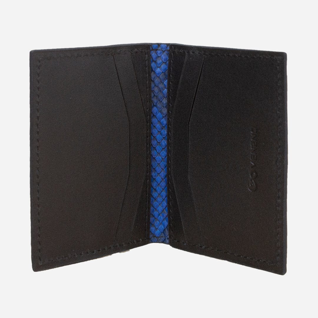 Veneno Leather Goods Tarjetero Vertical "Huracán" Python Blue