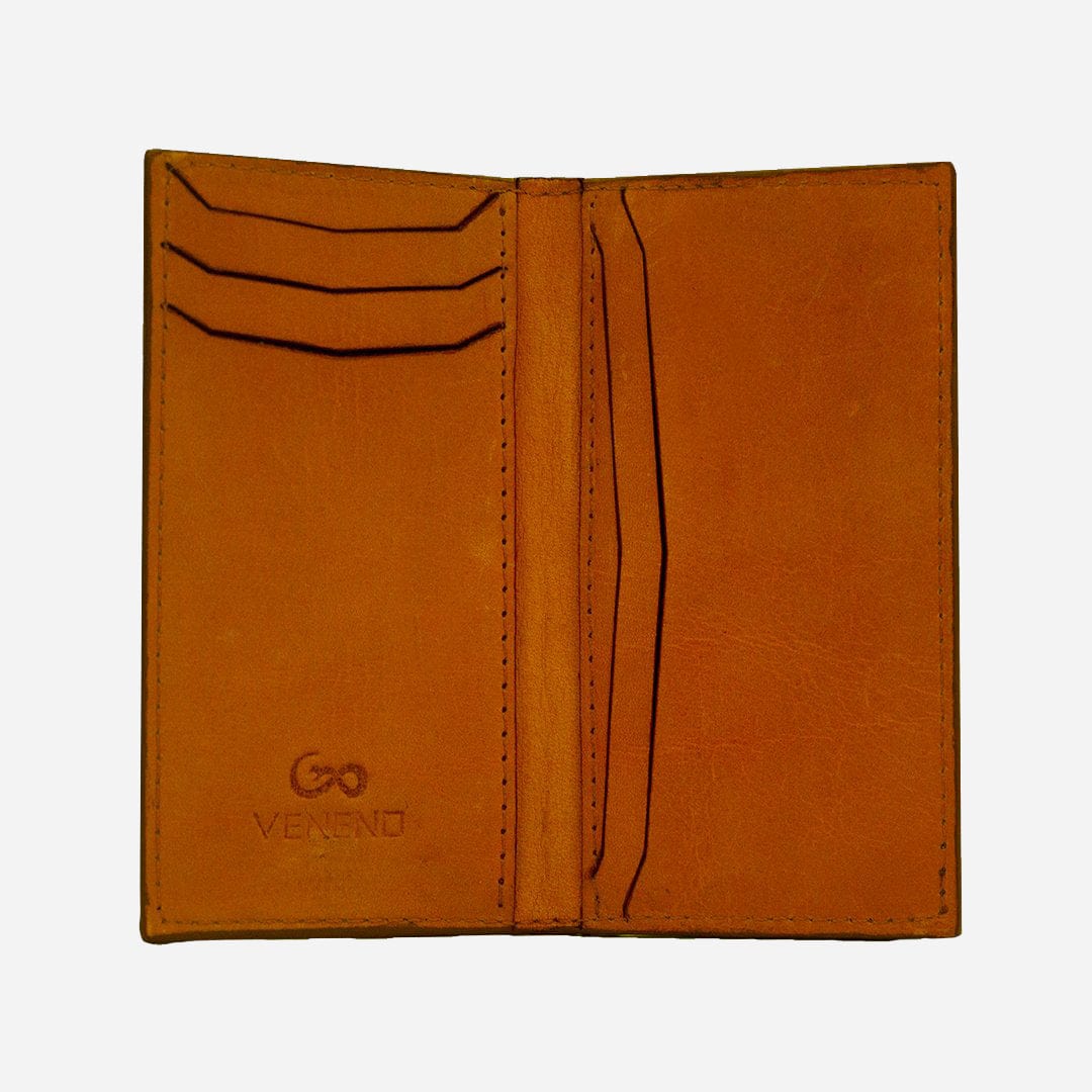 Veneno Leather Goods Tarjetero Vertical "Huracán" Tiburón Tangerine Sunset