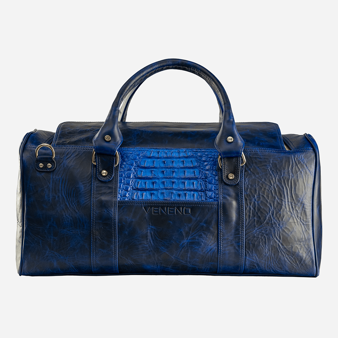 Veneno Leather Goods "TITÁN Weekender" Billionaire Croc Royal Blue