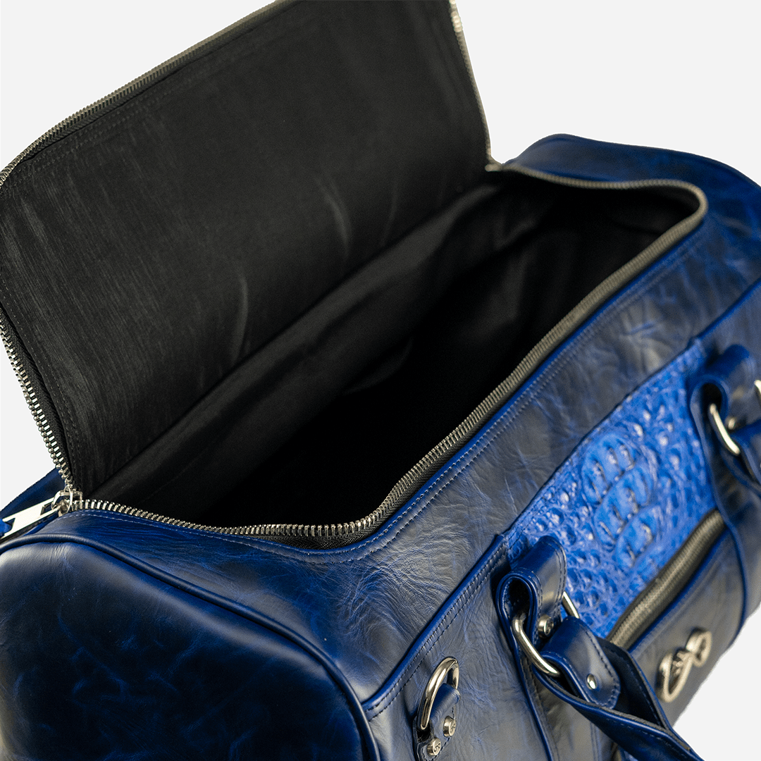 Veneno Leather Goods "TITÁN Weekender" Billionaire Croc Royal Blue