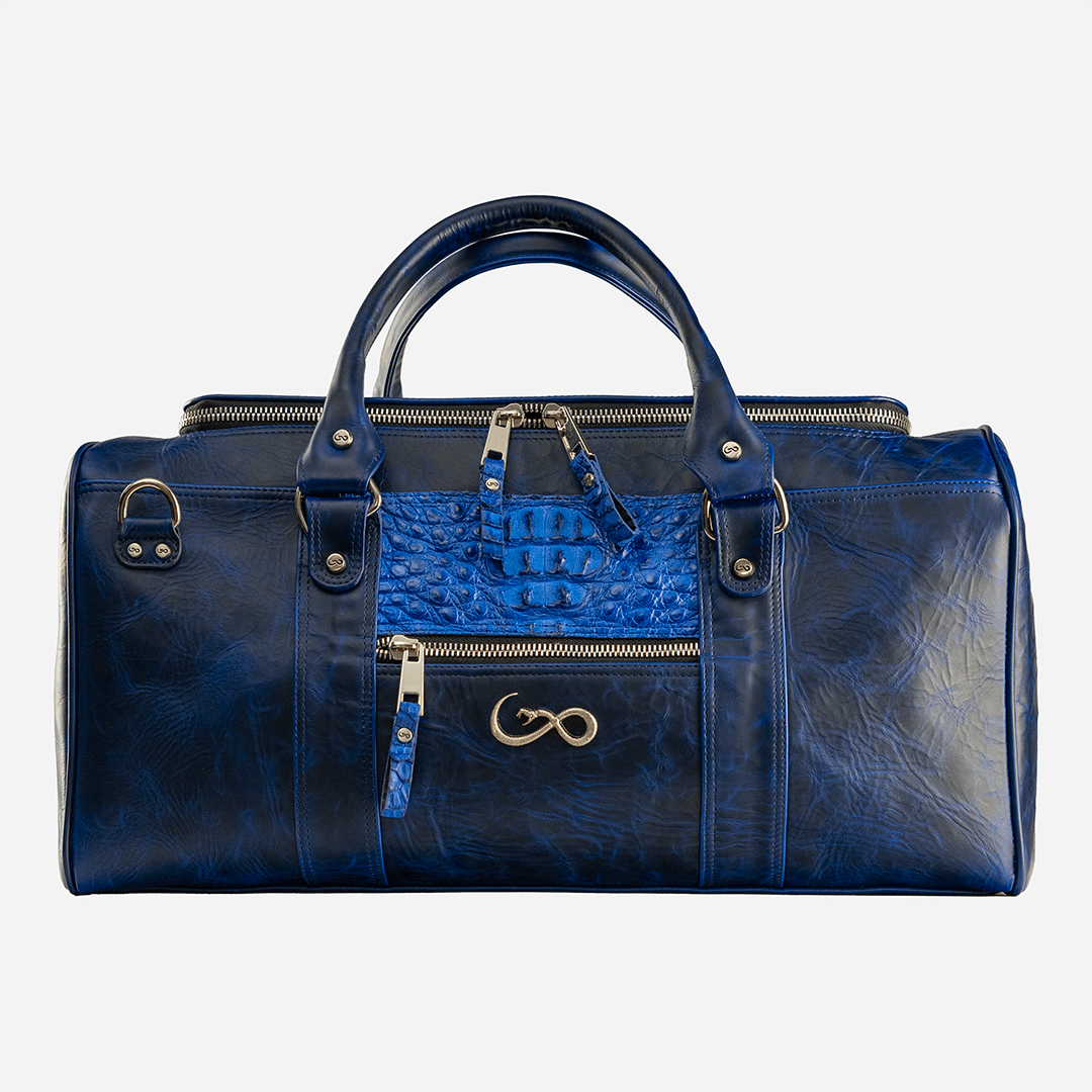Veneno Leather Goods "TITÁN Weekender" Billionaire Croc Royal Blue